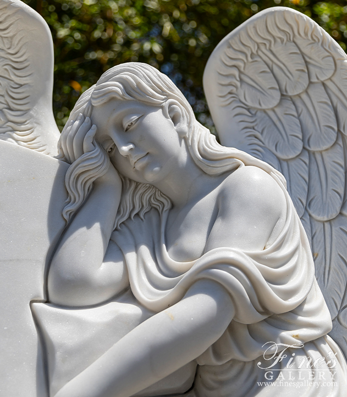Marble Memorials  - Weeping Angel Headstone - MEM-486